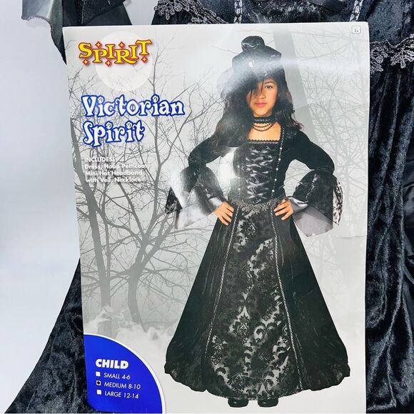 NIB Victorian Spirit Black/Goth Halloween Costume-Girl's Size M (8-10)